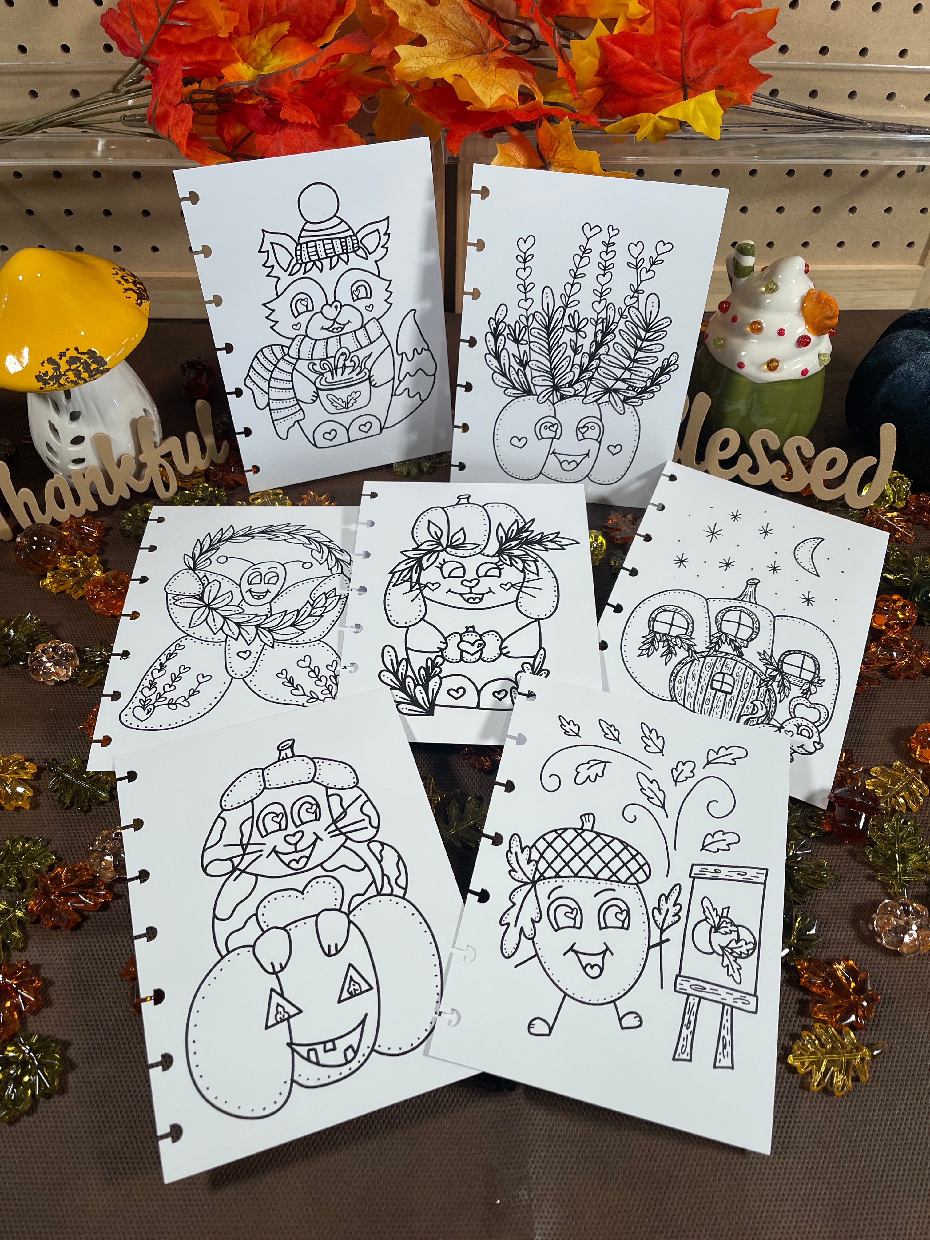 Kindness Kreatures Fall Coloring Page Inserts – Discbound Collection