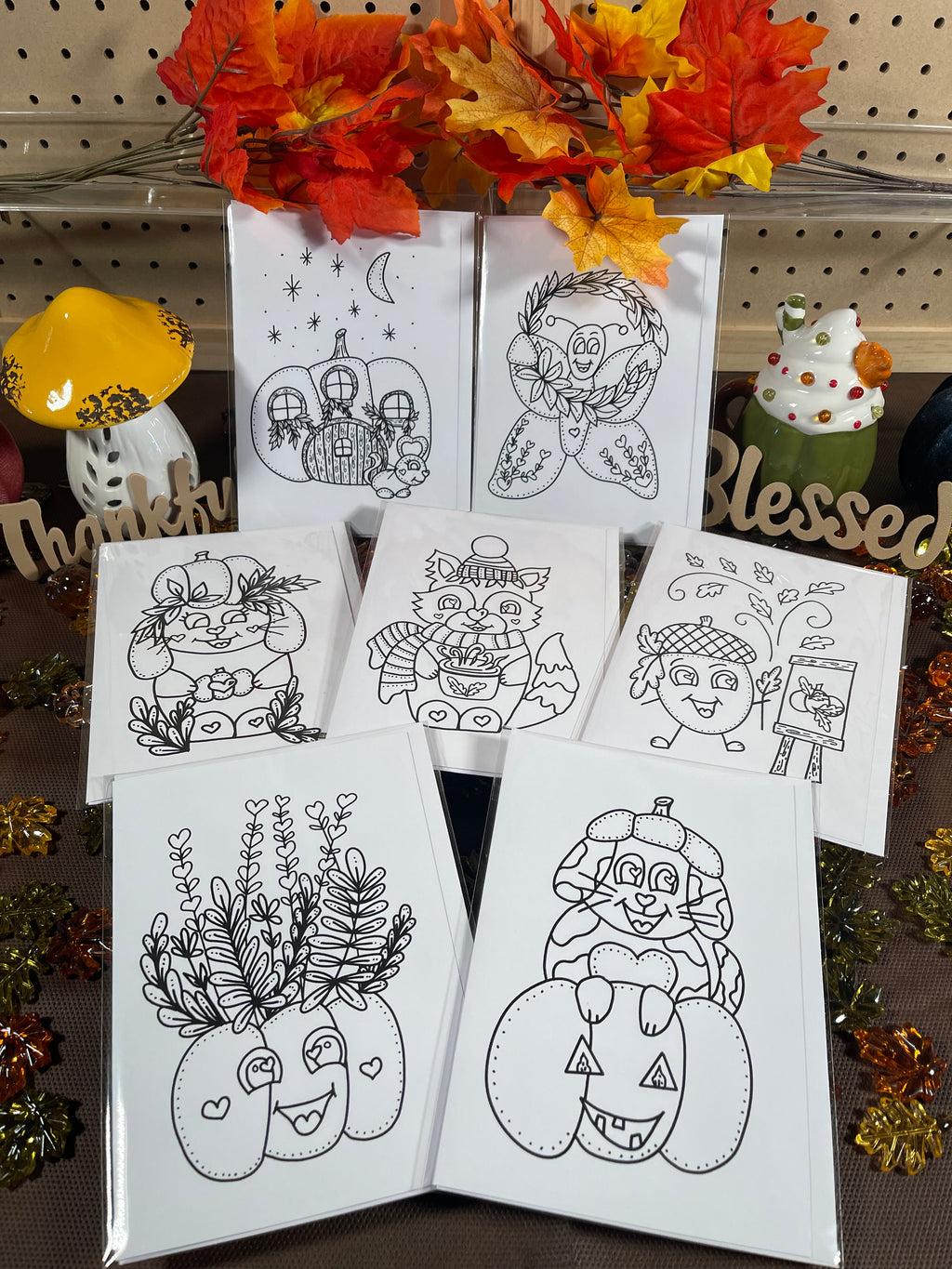 Kindness Kreatures Fall Coloring Notecards – 5x7