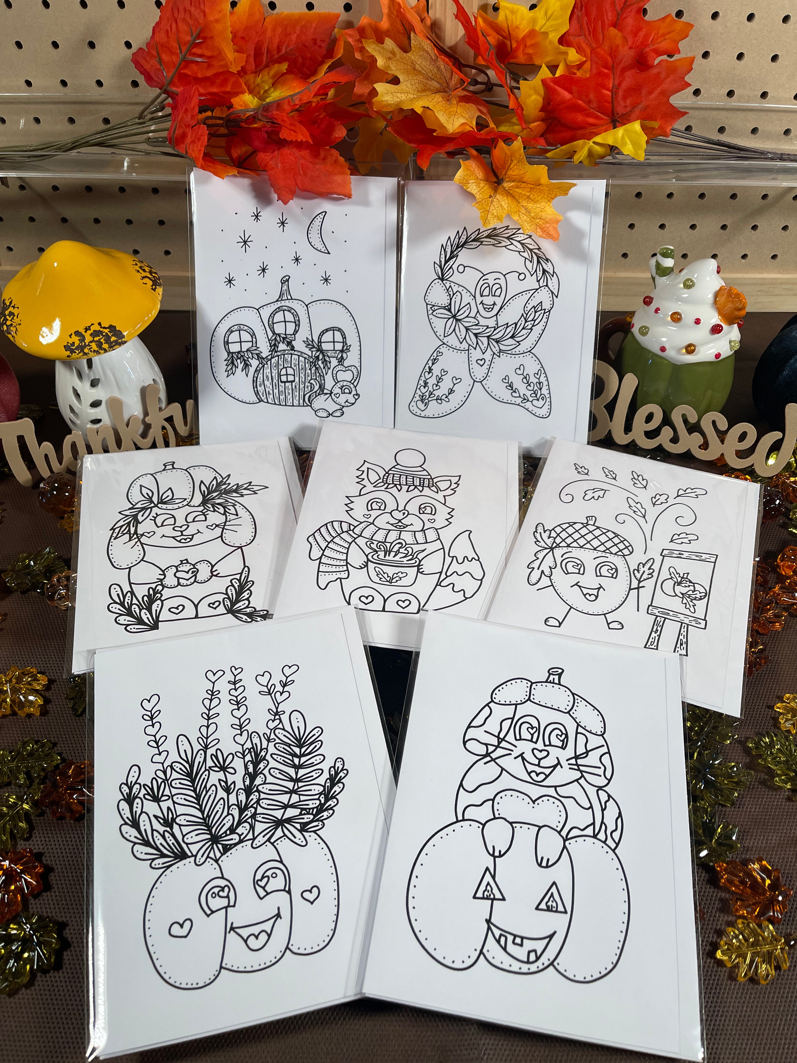 Kindness Kreatures Fall Coloring Notecards – 5x7