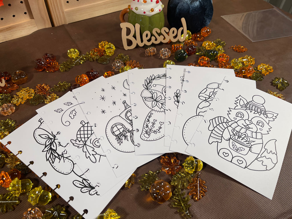 Kindness Kreatures Fall Coloring Page Inserts – Discbound Collection